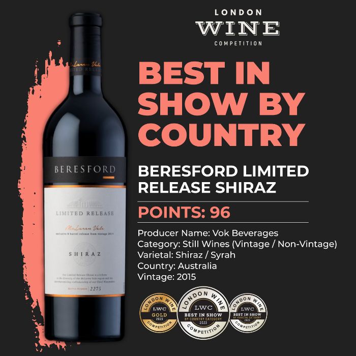The Best Shiraz Award: 2015 Beresford Limited Release Shiraz